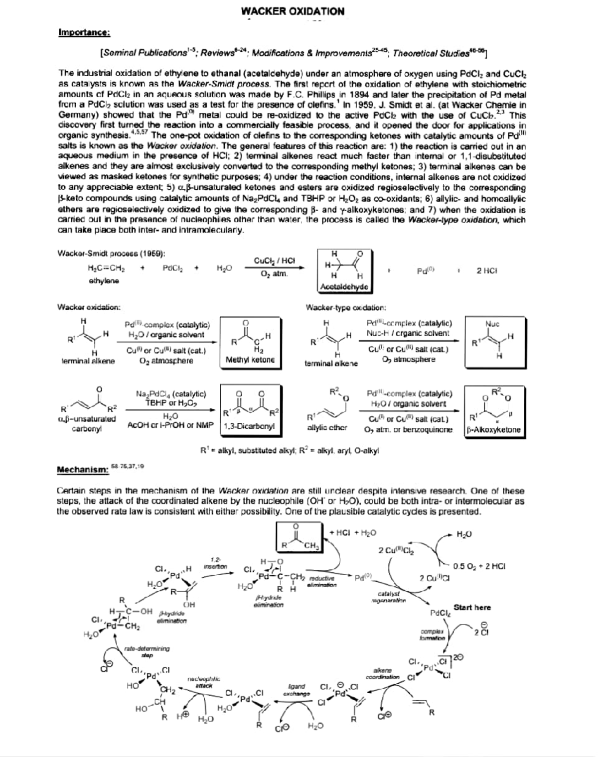 Wacker Oxidation - WACKER OxIDATION mportance [Seminal Publications ...
