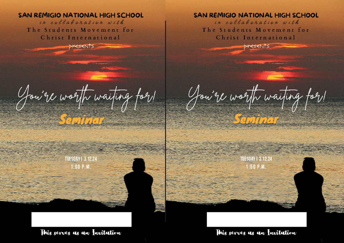 YOU'RE Worth Waiting FOR Program - This serves as an Invitation TUESDAY ...