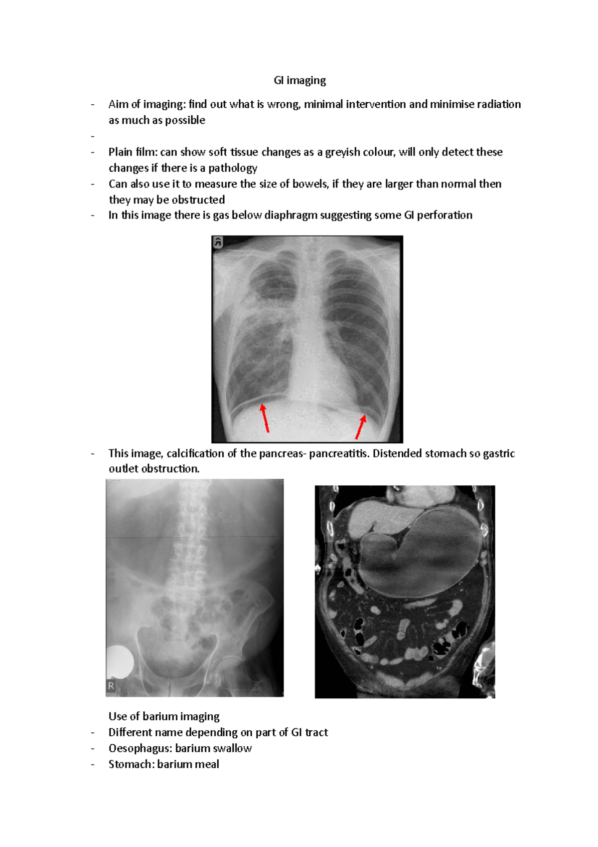 GI imaging - Lecture notes Case 3 - GI imaging - Aim of imaging: find ...