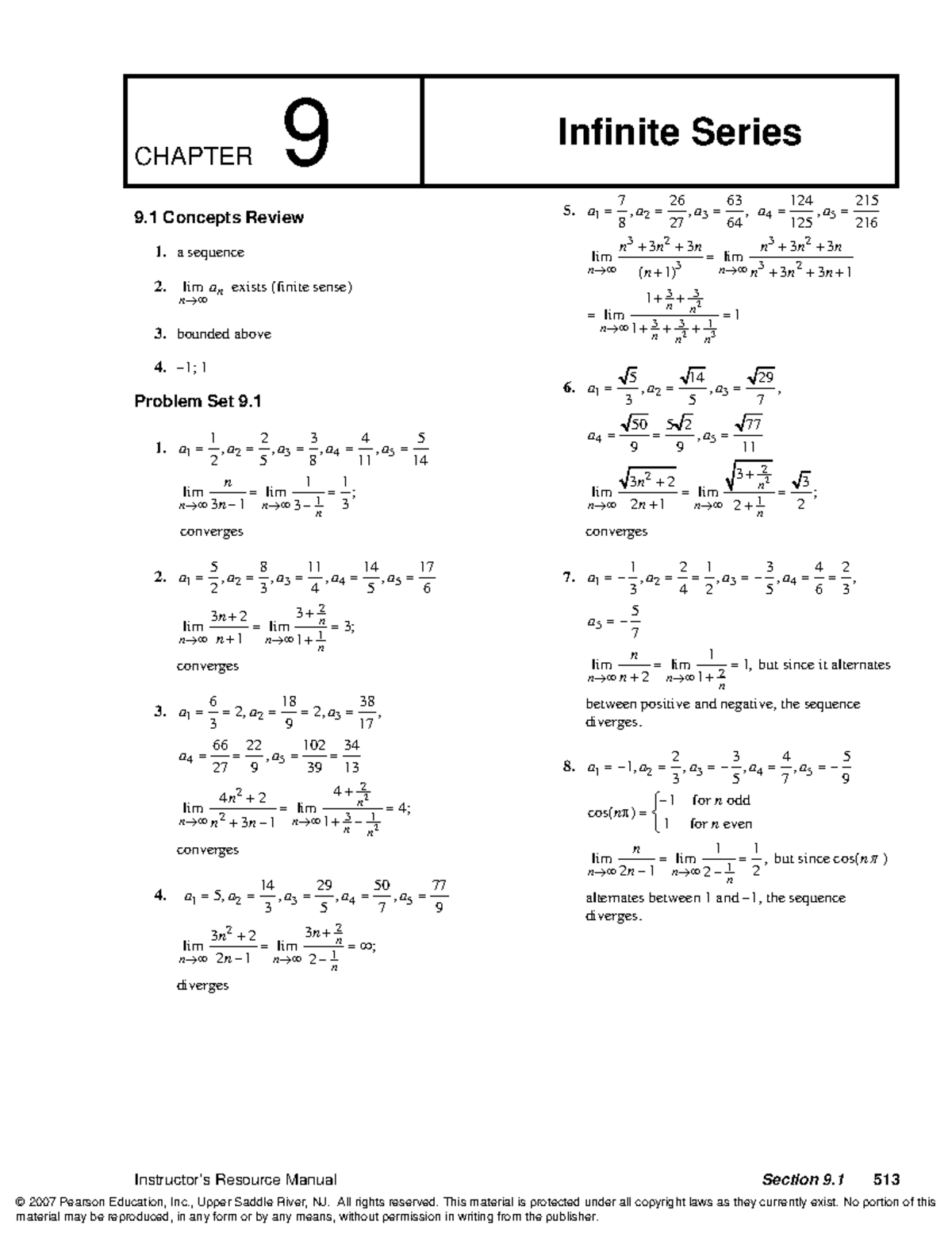 Solution Manual - Calculus 8th Edition Varberg, Purcell, Rigdon Ch09 ...