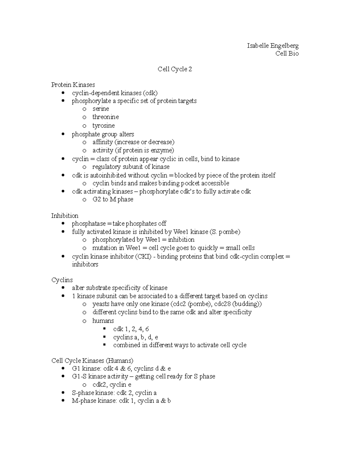 Cell Cycle 2 - Lecture notes 3 - AS.020.306. - JHU - Studocu