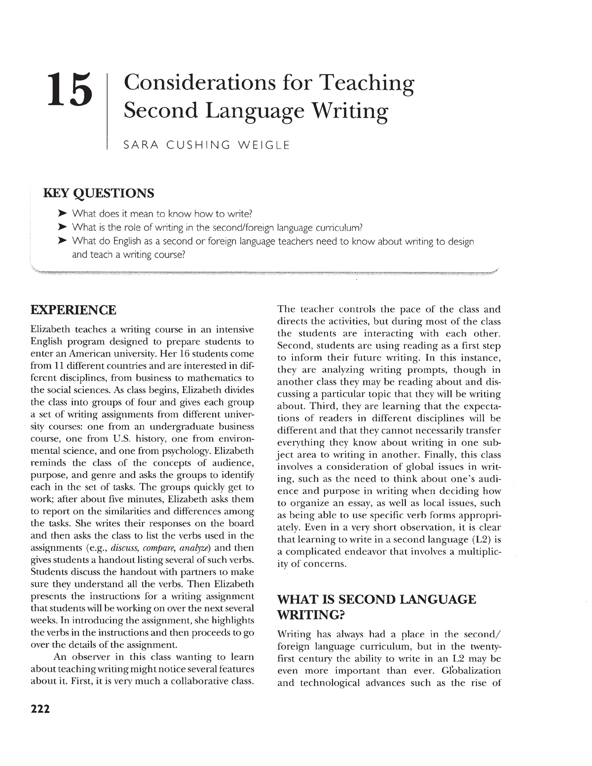 Writing Ch15 Teaching English As A Second Or Foreign Language 4th Edition Educación Sexual 9487