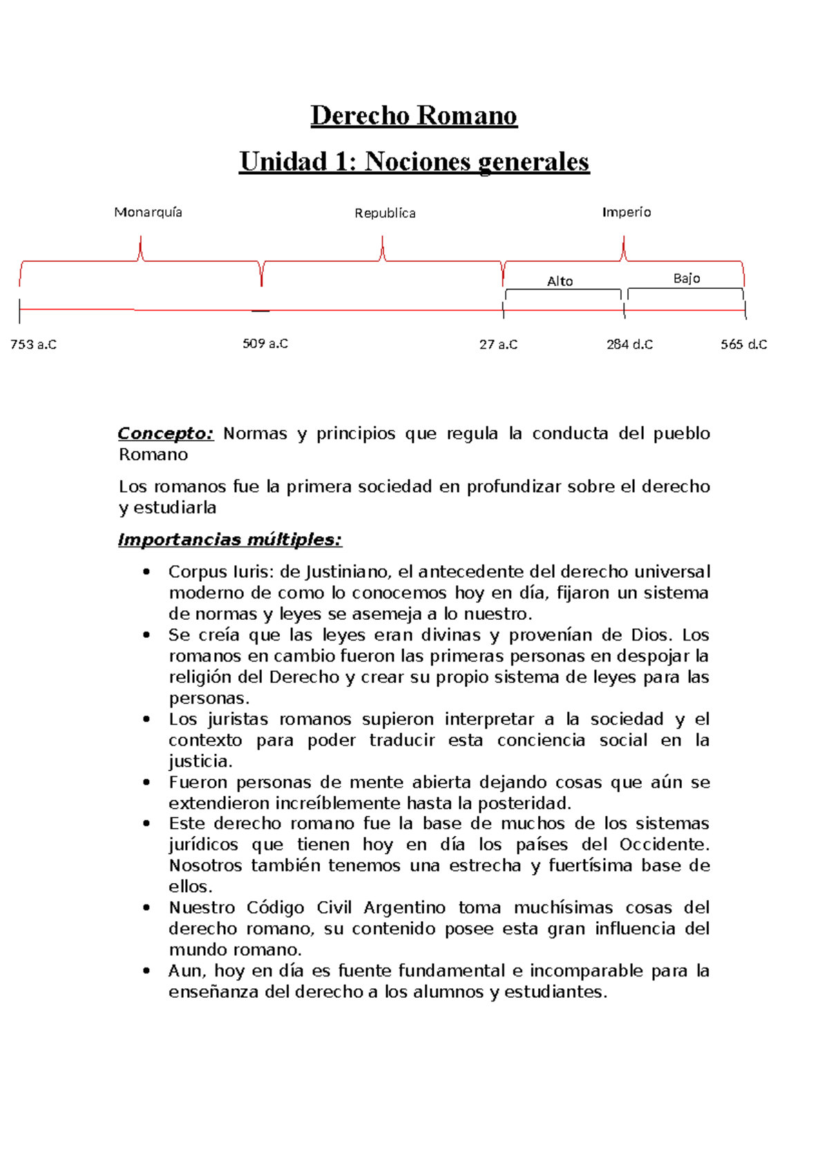 Derecho Romano Resumen - Derecho Romano Unidad 1: Nociones generales ...