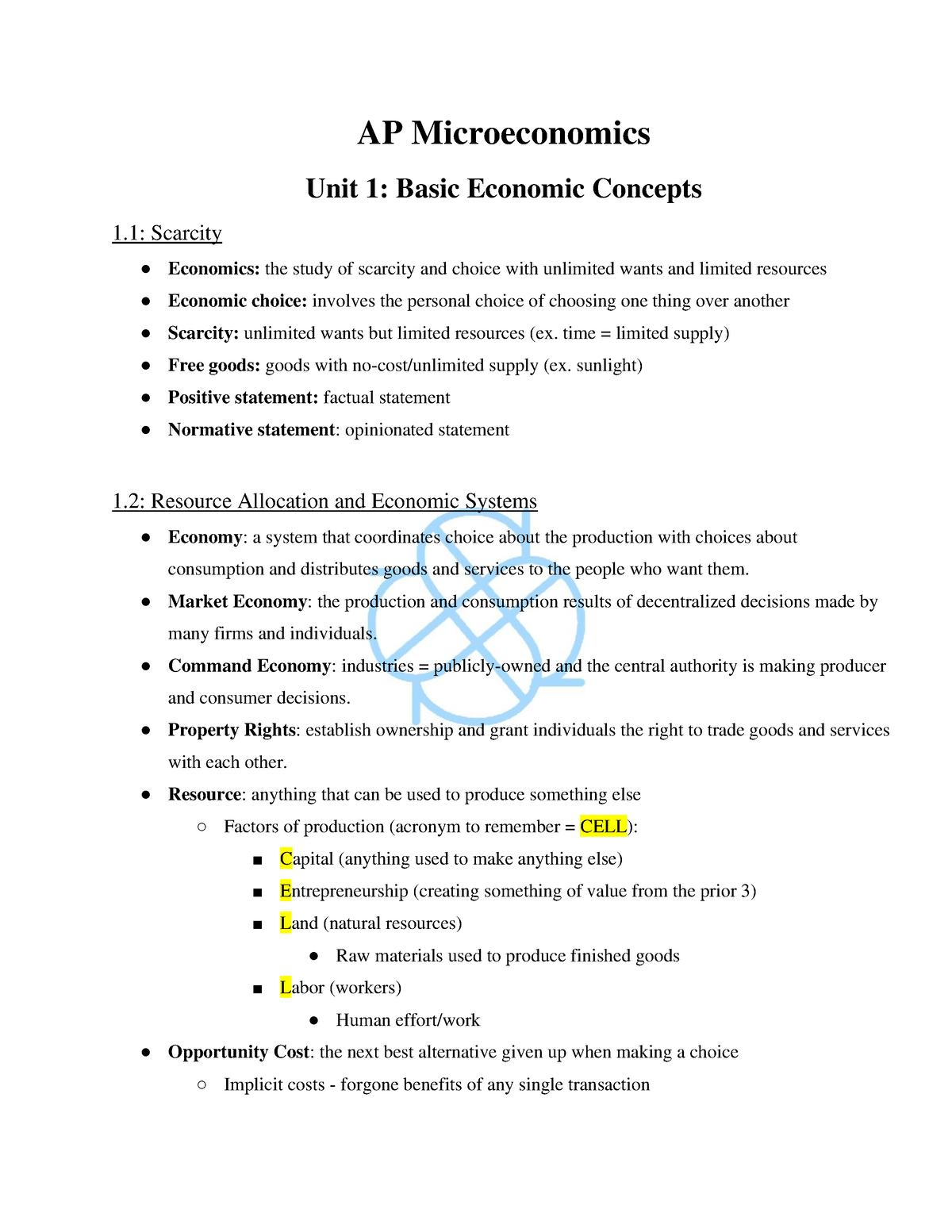 60a0b4a3b6ec1c47cc24bdef AP- Microeconomics-UNIT-1 - AP Microeconomics ...