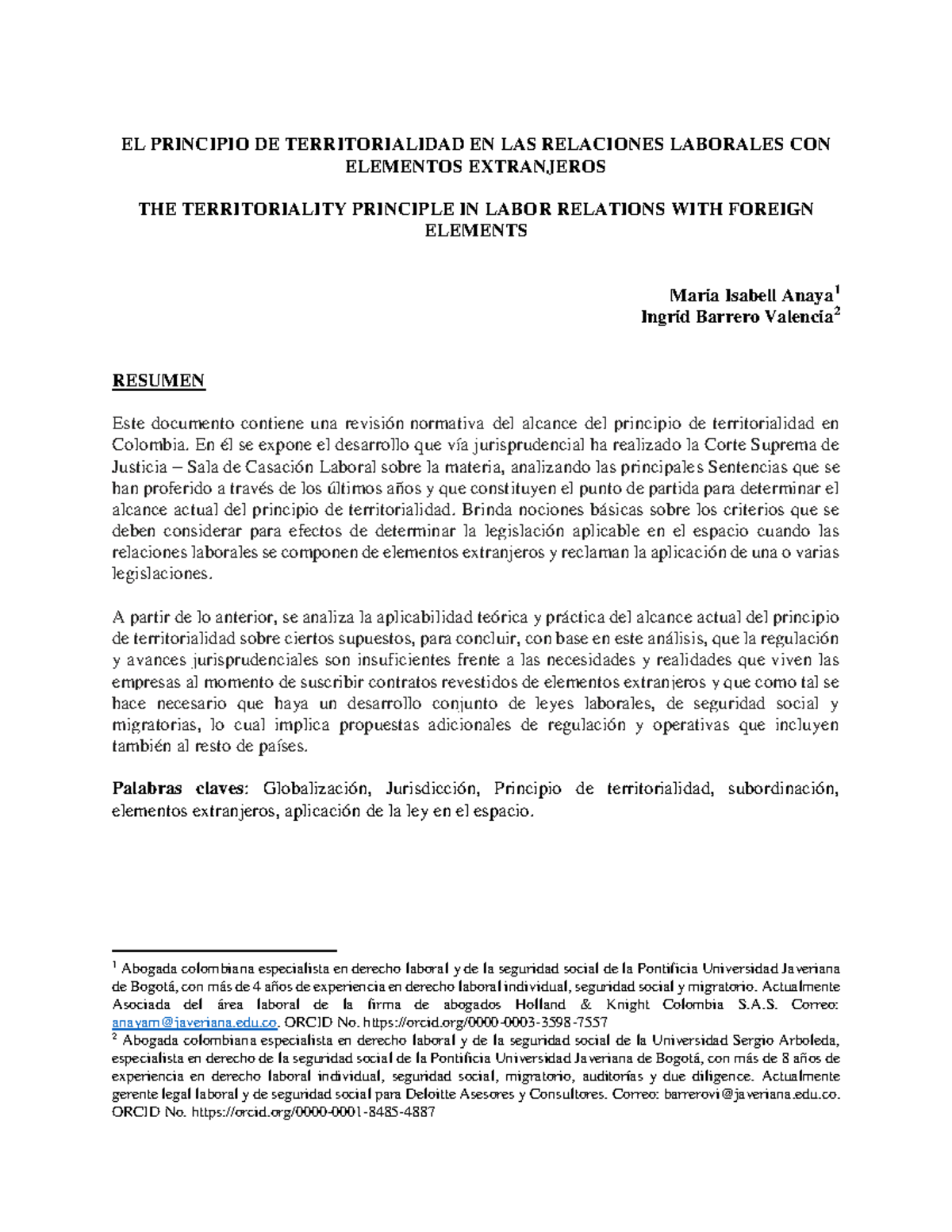 Tesis De Grado El Principio De Territorialidad En Las Relaciones