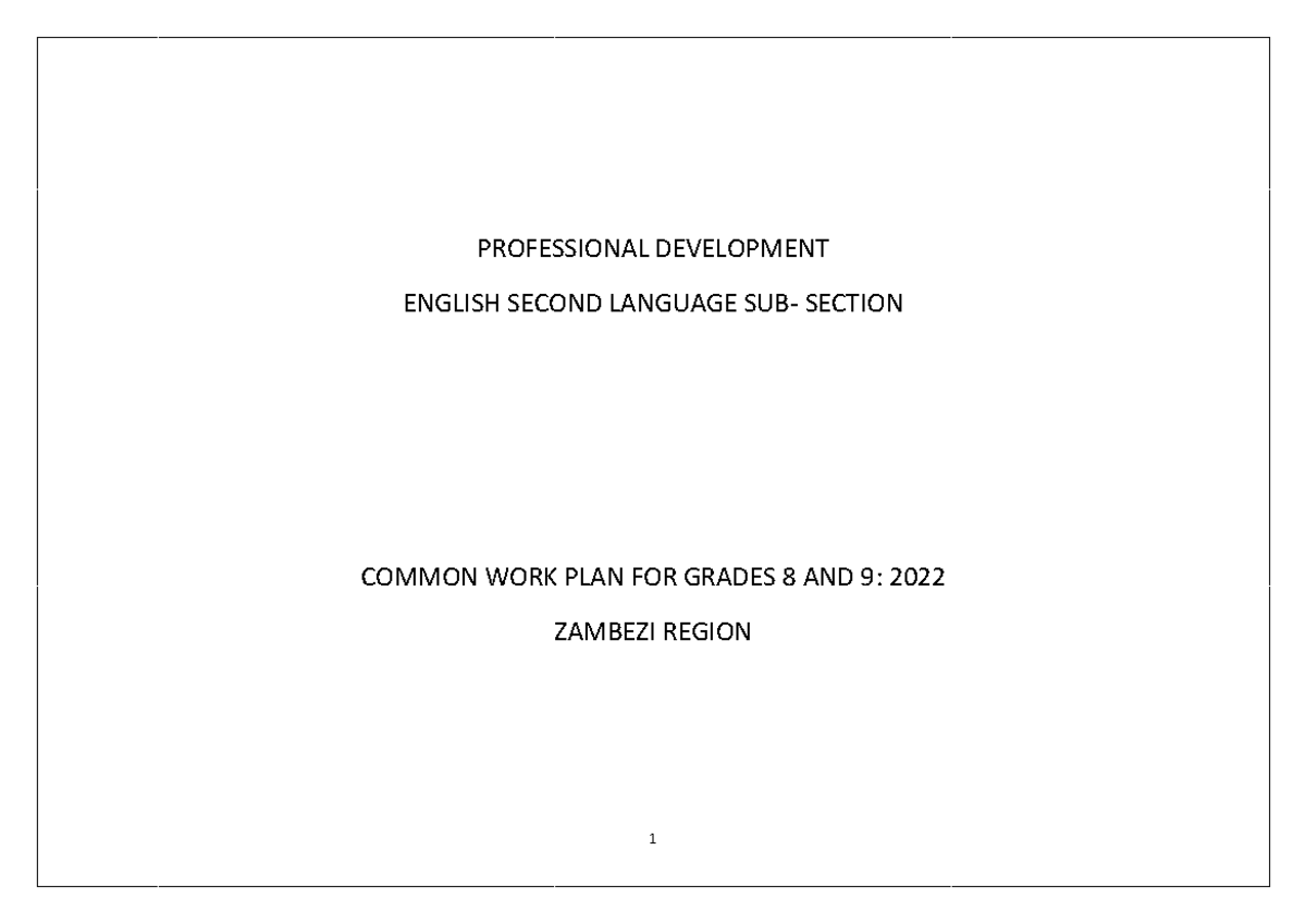 Work plan for grades 8 and 9 2022 edited PROFESSIONAL DEVELOPMENT