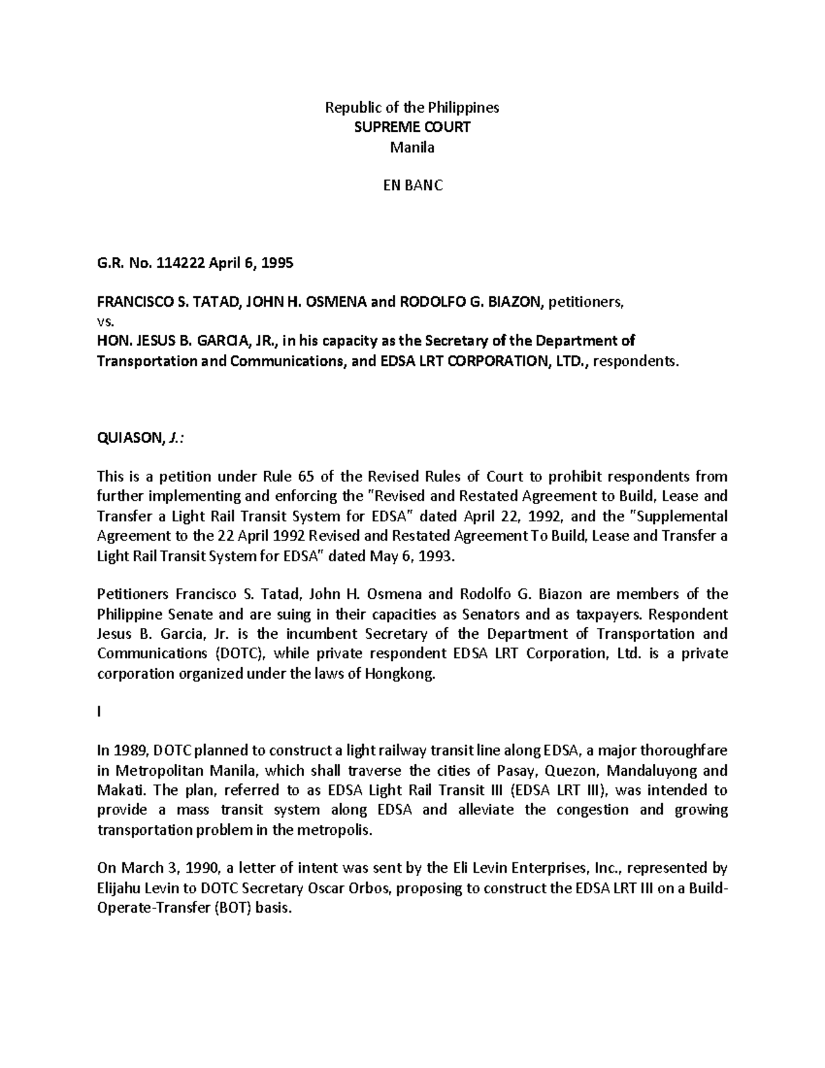 G.R Full text Republic of the Philippines SUPREME COURT Manila EN