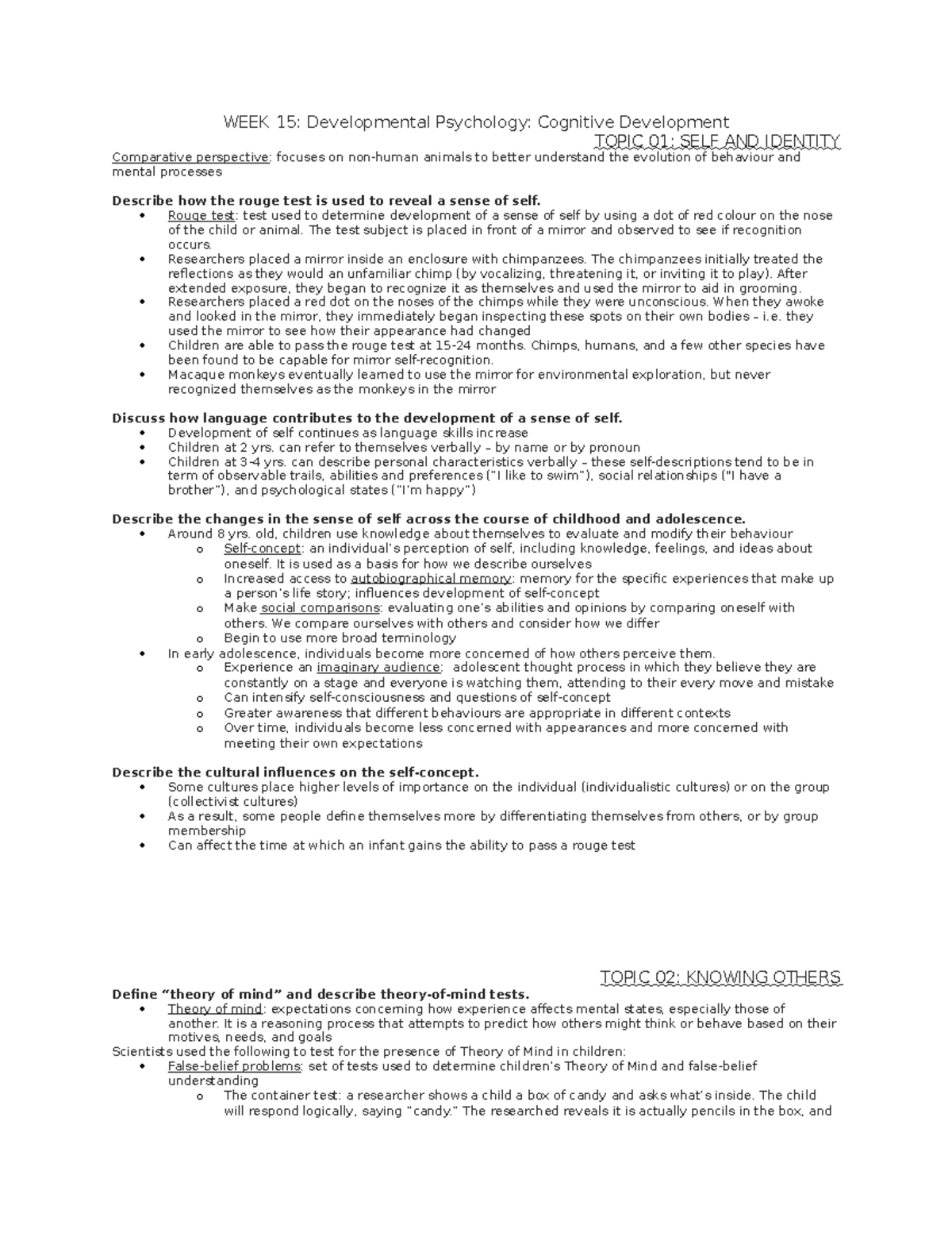 Week 15. Cognitive Development - WEEK 15: Developmental Psychology ...