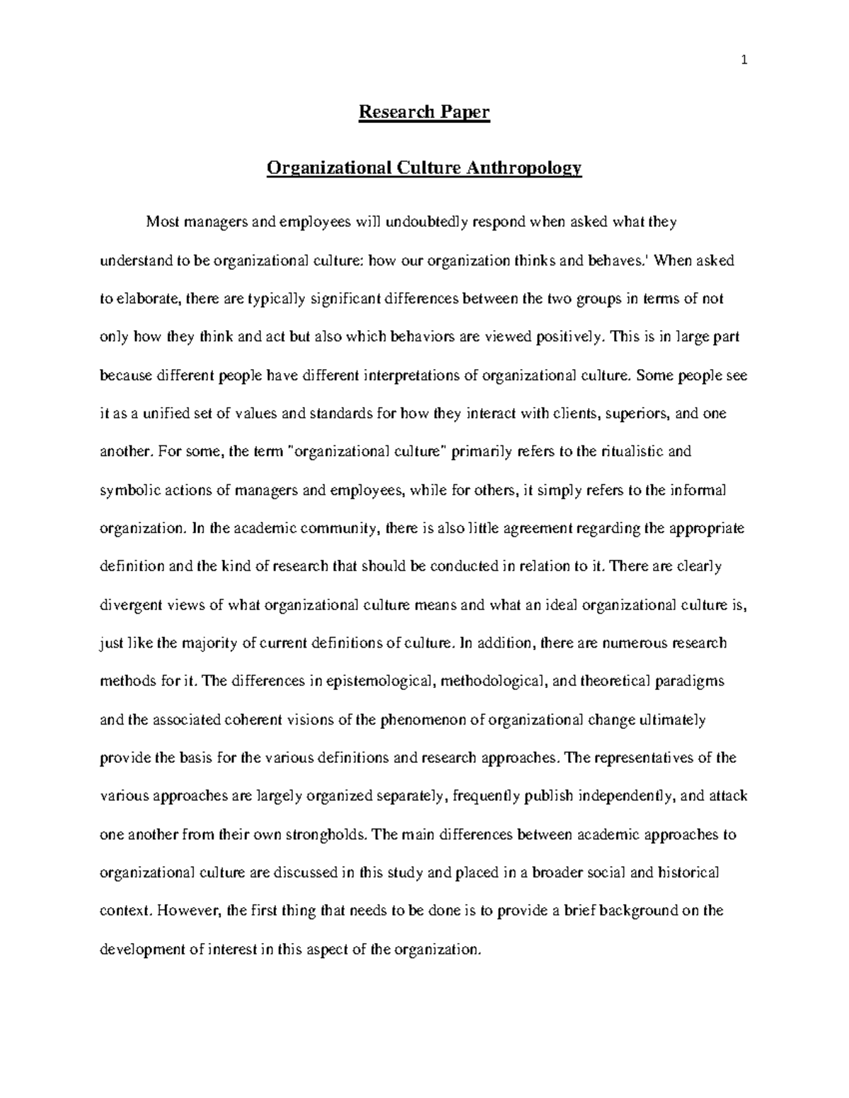 anthropology research paper