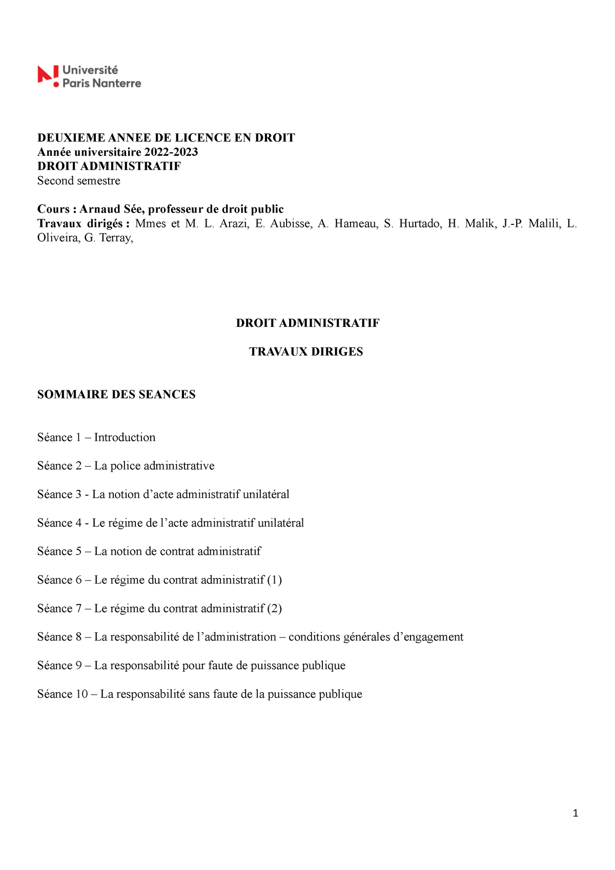 TD Droit Administratif Semestre 4 - DEUXIEME ANNEE DE LICENCE EN DROIT ...