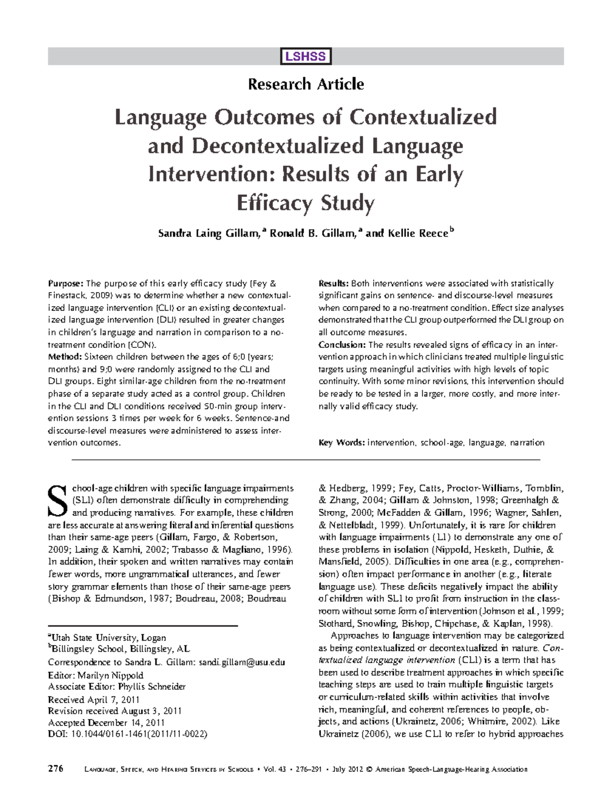 Paper intervención contextualizada v s descontextualizada - LSHSS ...