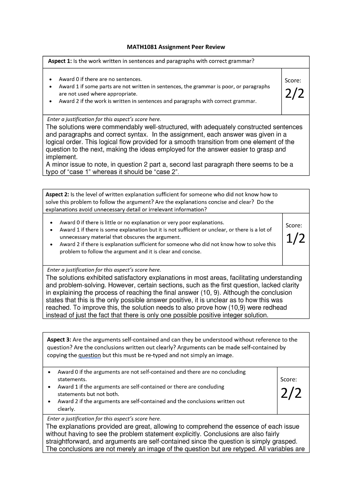 math1081 assignment peer review