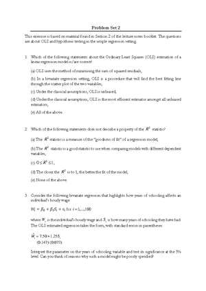 Problem+set+4 - ………. - Problem Set 4 This exercise is based on material ...