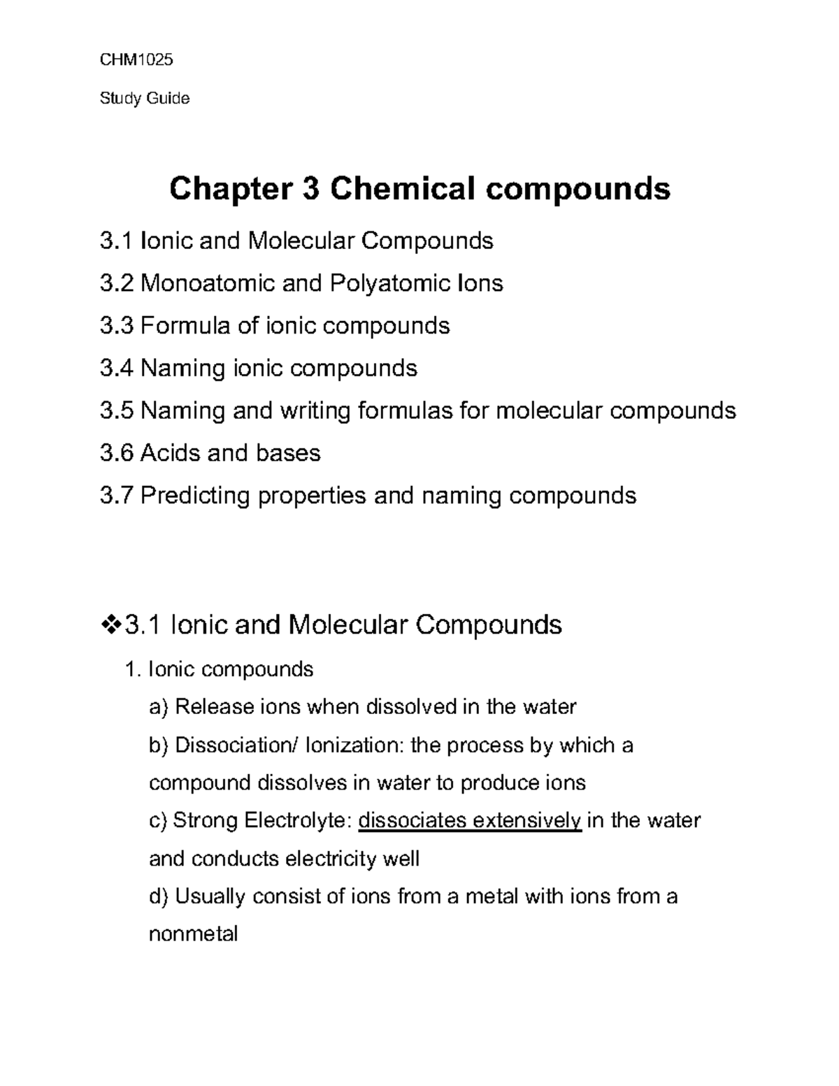 Ch 3 Study Guide Studyguide Chapter3chemicalcompounds 3ionicandmolecularcompounds Studocu Ch 3 Study Guide Studyguide Chapter3chemicalcompounds 3ionicandmolecularcompounds Studocu