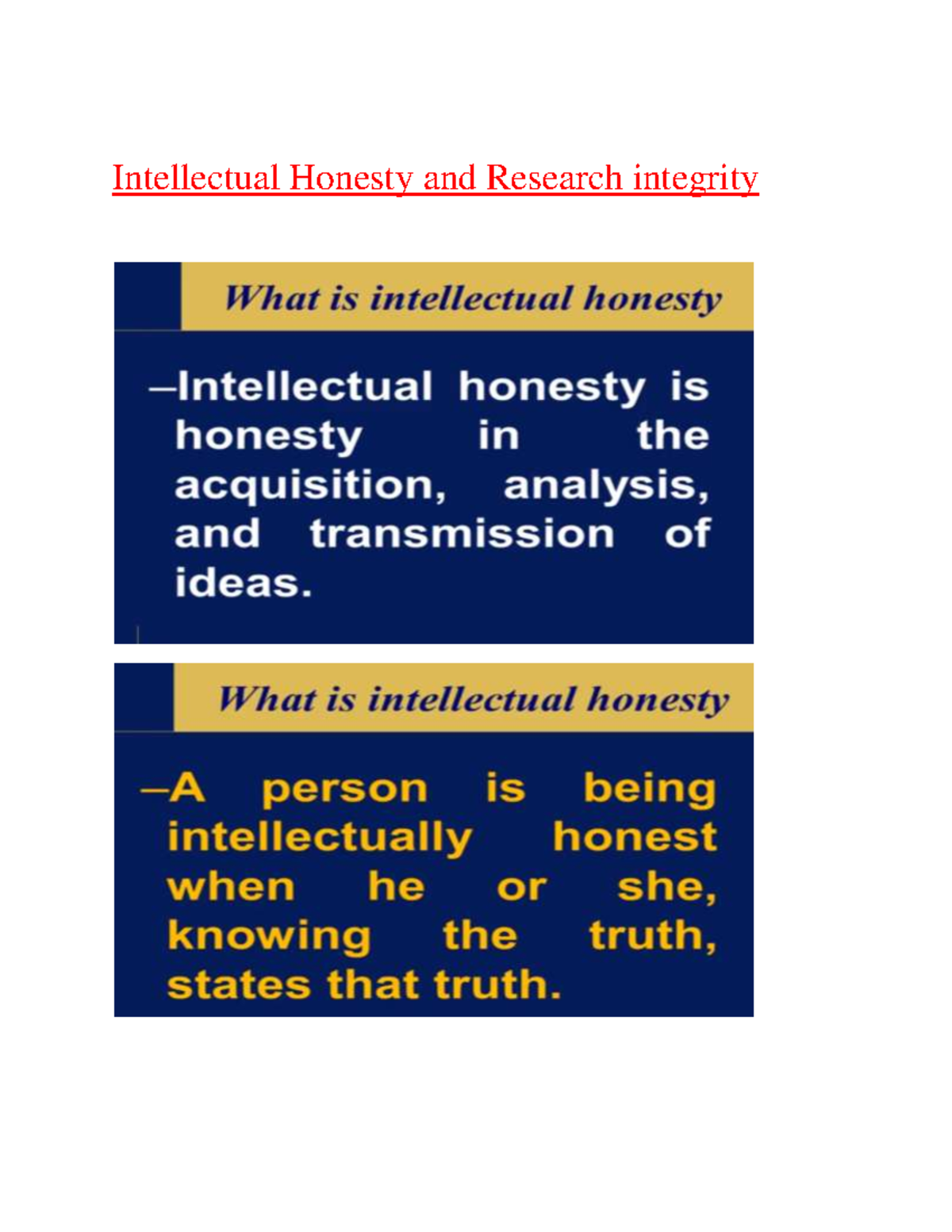 Intellectual Honesty And Research Integrity Pre Phd Course Work Studocu