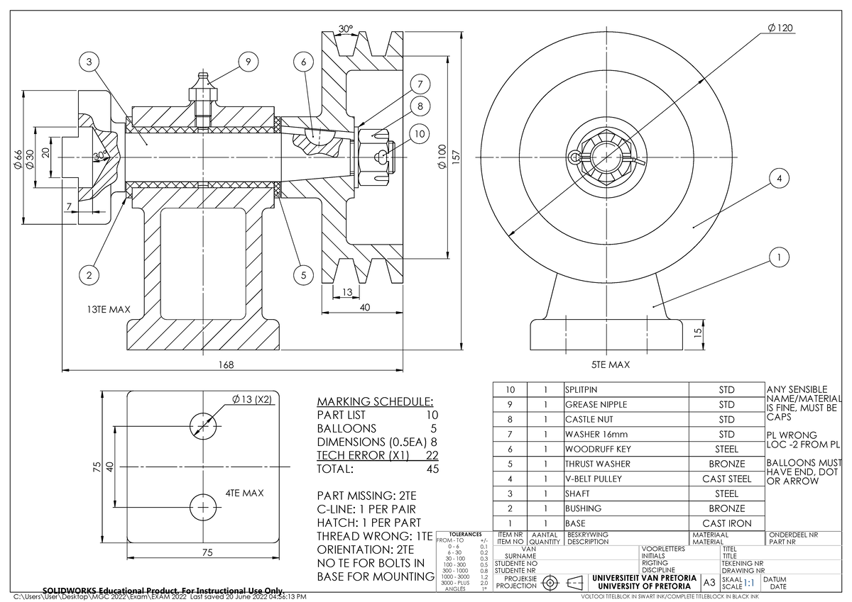 EXAM 2022 Assembly MEMO - 100 40 30° 13 30 20 30° 7 66 157 168 2 3 5 6 ...