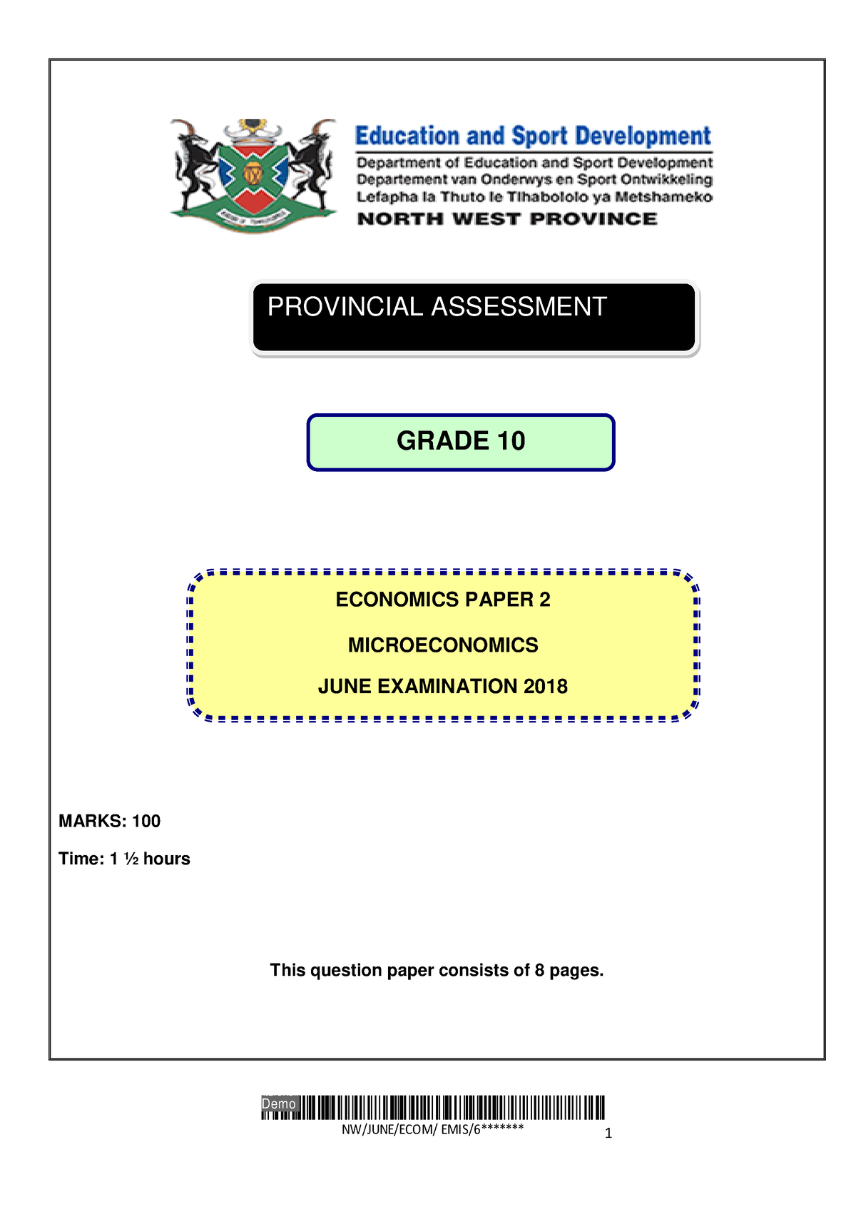 economics essay grade 10 term 3 pdf