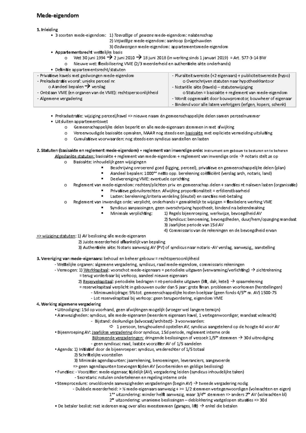 Mede-eigendom - Samenvatting Mede-eigendom 3 Lessen In Het Vak Koop ...