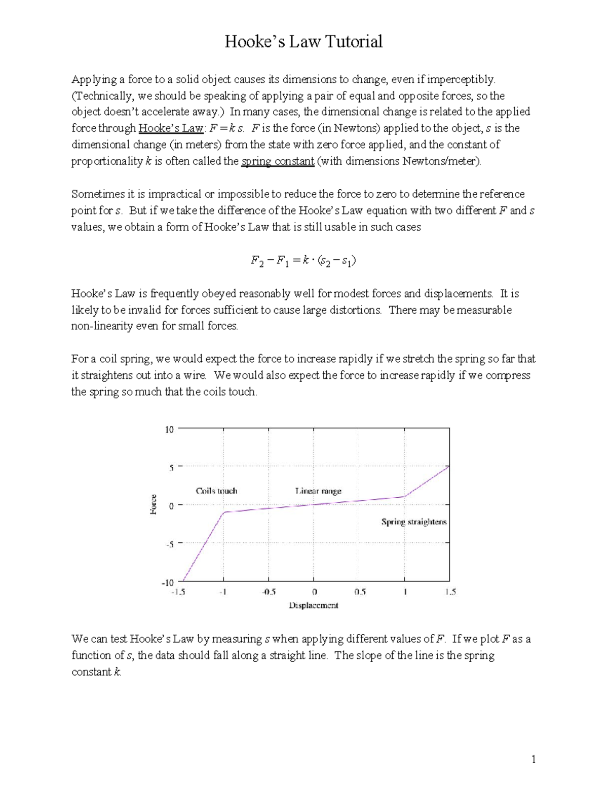 Hooke Tutorial - Hooke’s Law Tutorial Applying a force to a solid ...