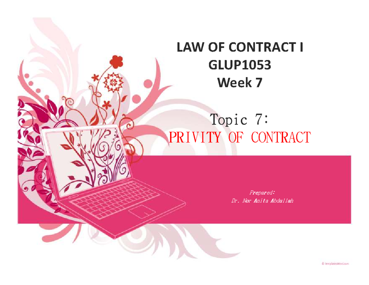 privity-of-contract-law-of-contract-i-glup-week-7-7-t-7-t