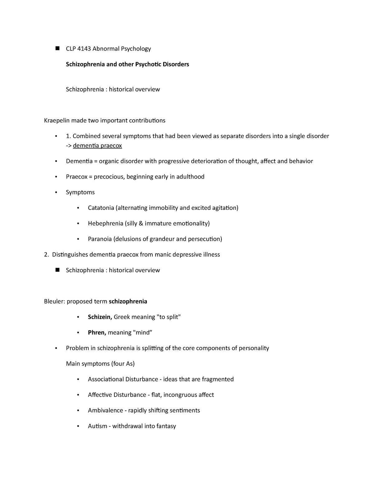 Ch 12 Schizophrenia - CLP 4143 Abnormal Psychology Schizophrenia And ...