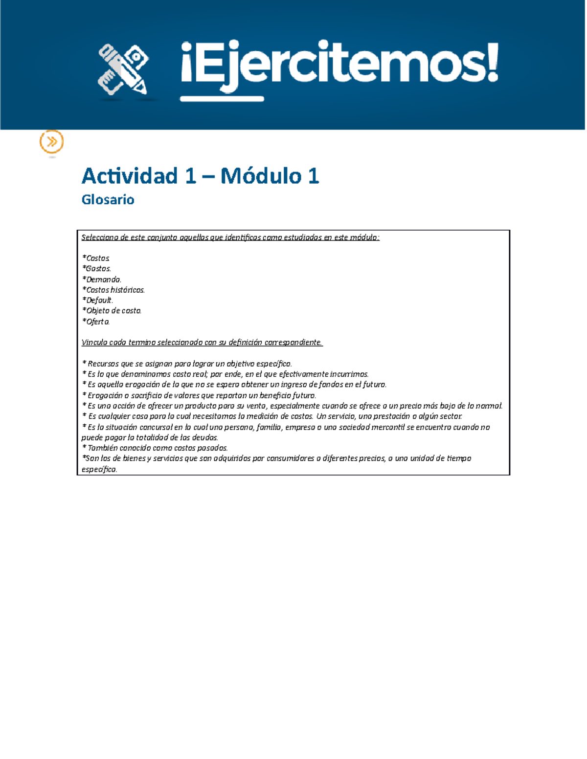 Actividad 1 M1 PRIMER ACTIVIDAD-COSTOS DEFINICIONES - Costos Y ...