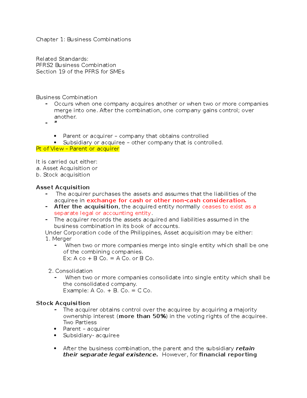 Chapter 1-Business Combination (Part 1) - Chapter 1: Business ...