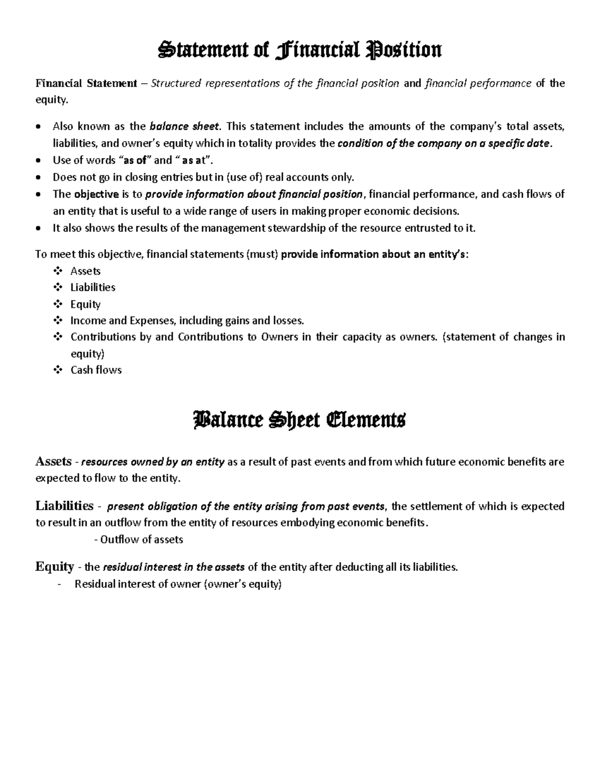 Q1 Acctg - My Lecture Notes From Sem1 - Statement Of Financial Position ...