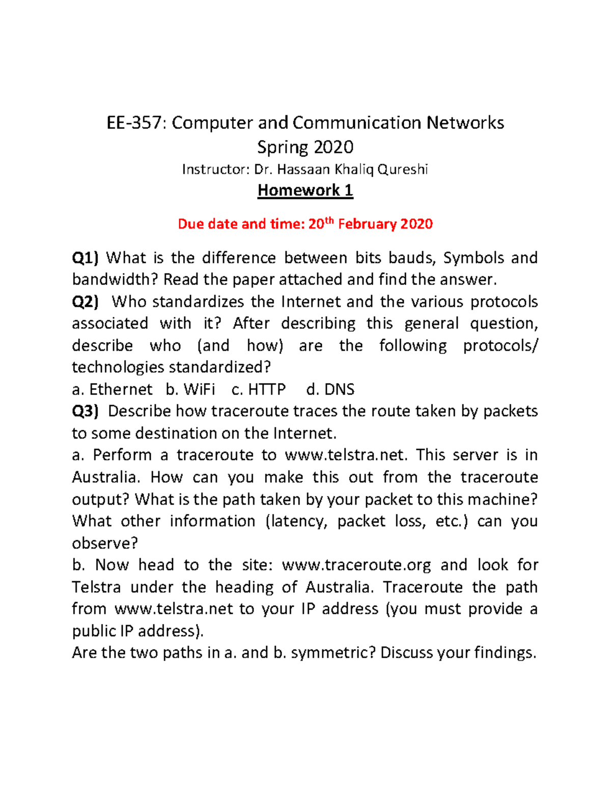 Assignment 1 Physical Layer - Warning: TT: undefined function: 32 EE ...