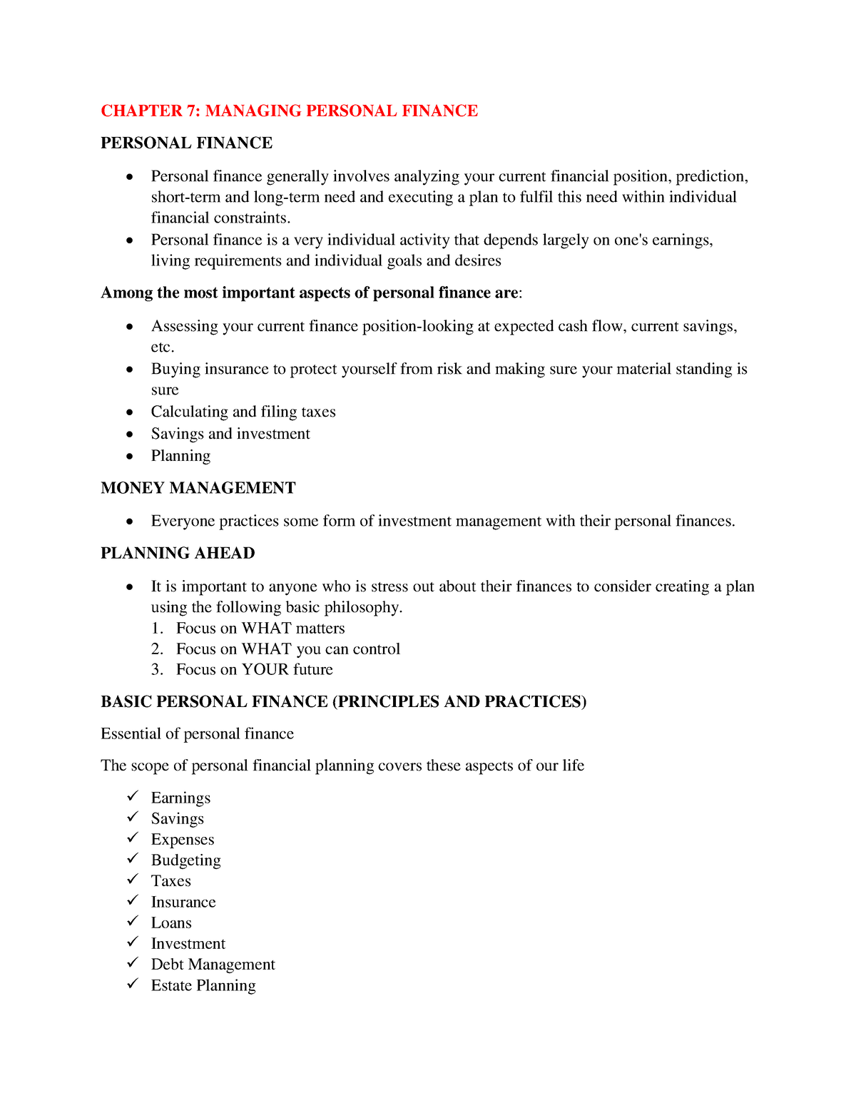 Chapter 7 Managing Personal Finance - CHAPTER 7: MANAGING PERSONAL ...