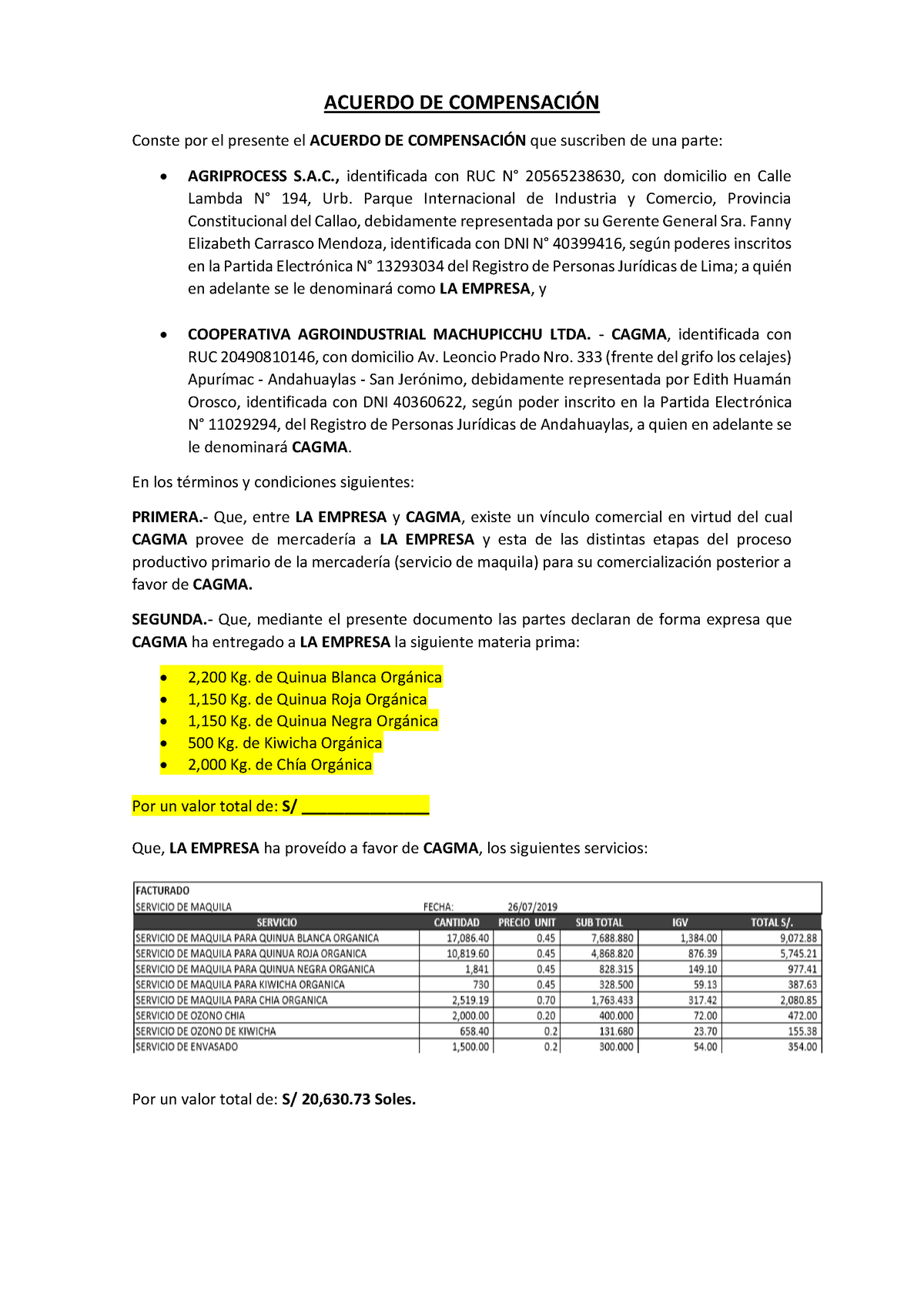 AGP. Acuerdo DE Compensación - ACUERDO DE COMPENSACI”N Conste Por El ...