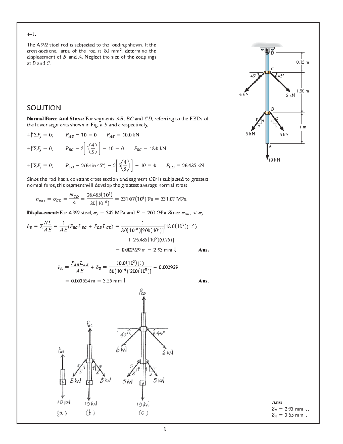 Assignment Solutions-Set 04 - The A992 steel rod is subjected to the ...