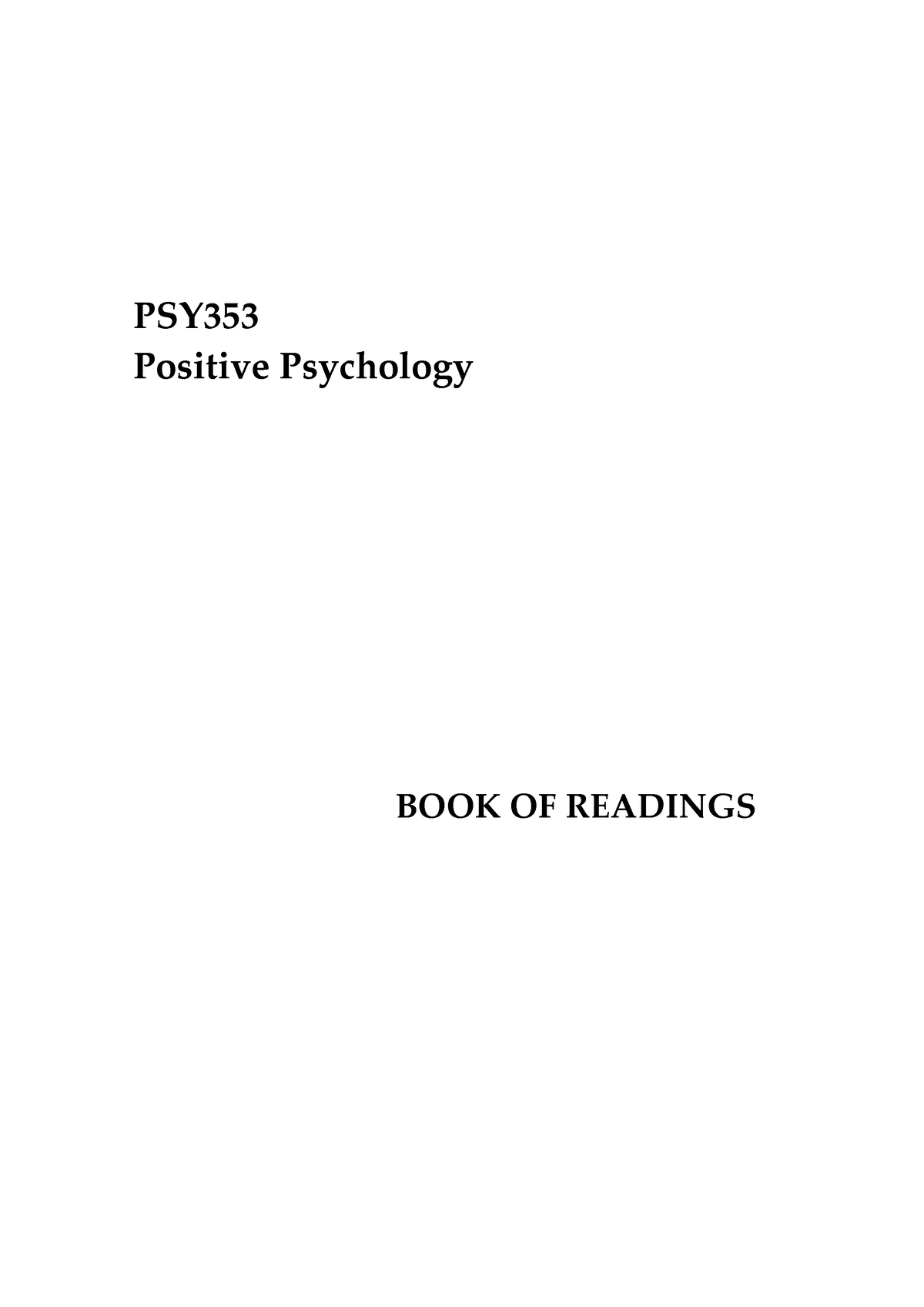 PSY353 Readings July2018 V1 For Additional Info - PSY Positive ...