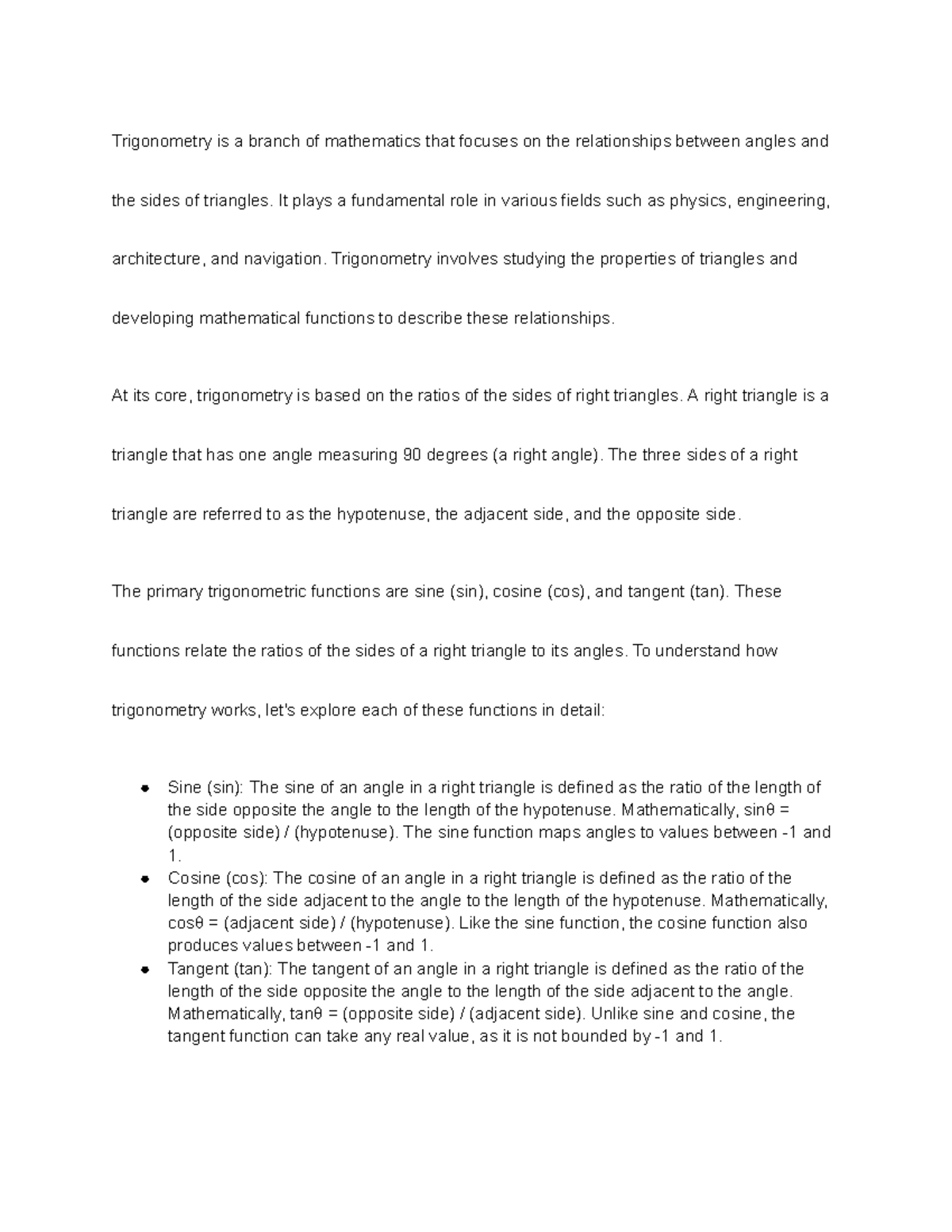 Untitled document - Trigonometry is a branch of mathematics that ...