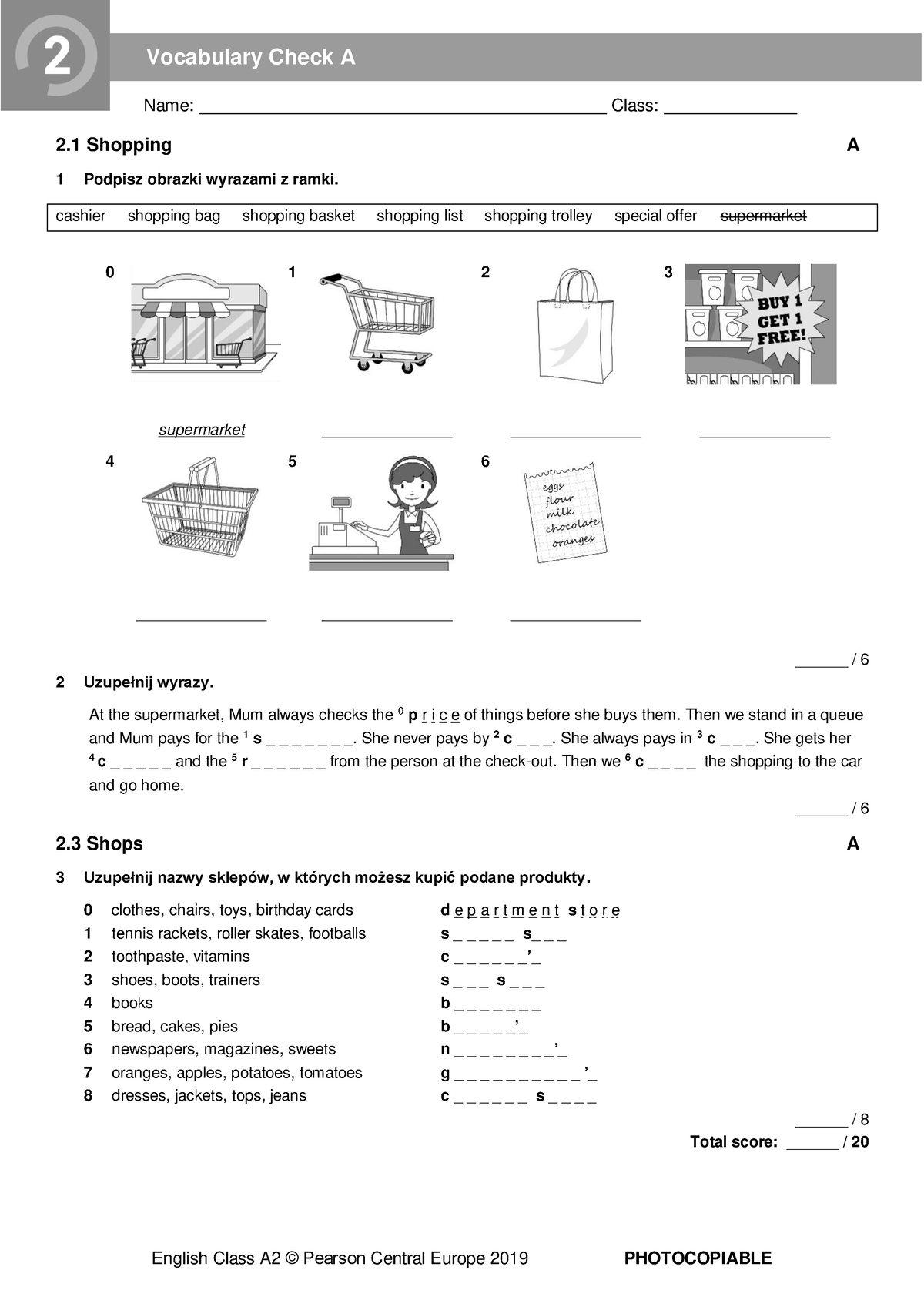 EC A2 Tests - Vocabulary Check 2A - Name ...