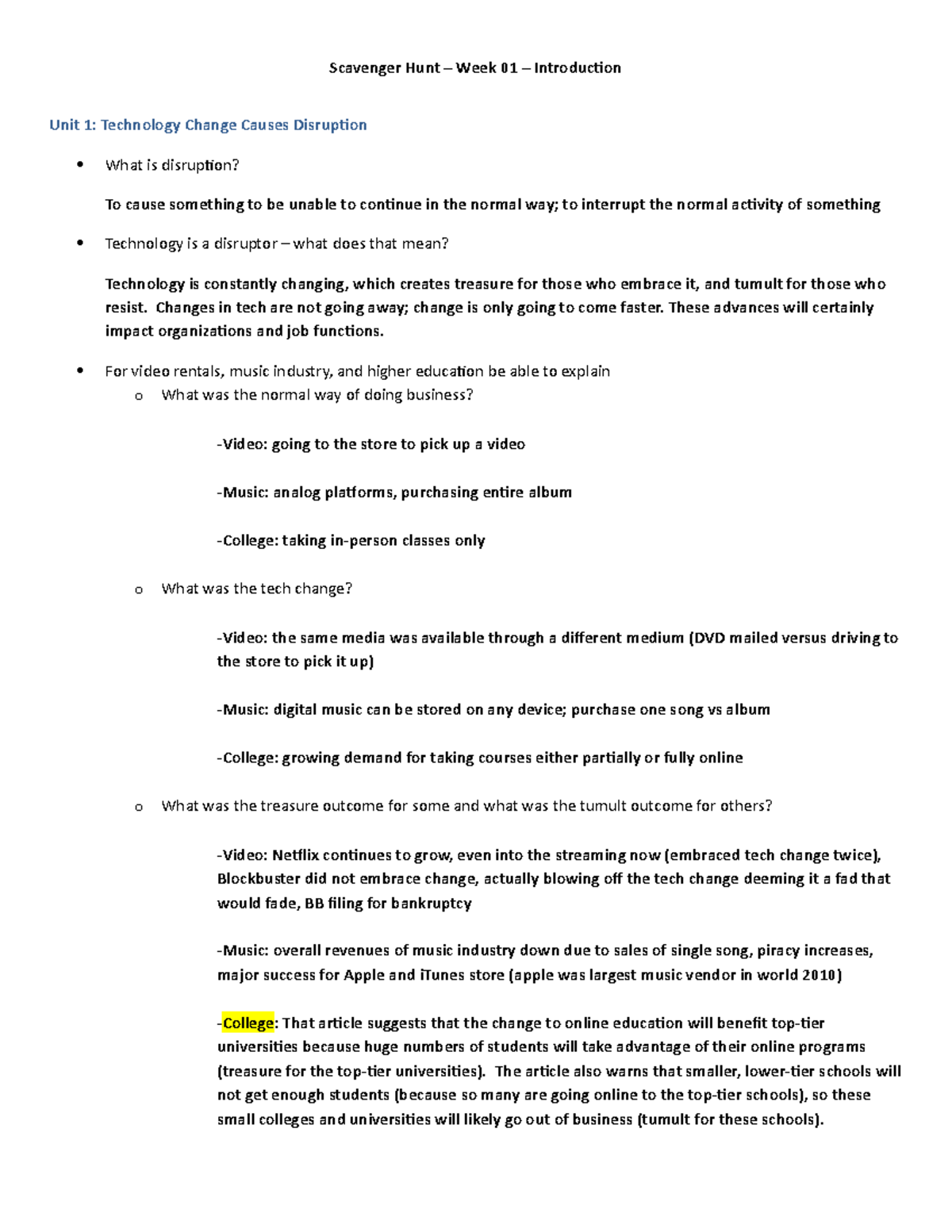 Scavenger Hunt 01-Tech Change - Scavenger Hunt – Week 01 – Introduction ...