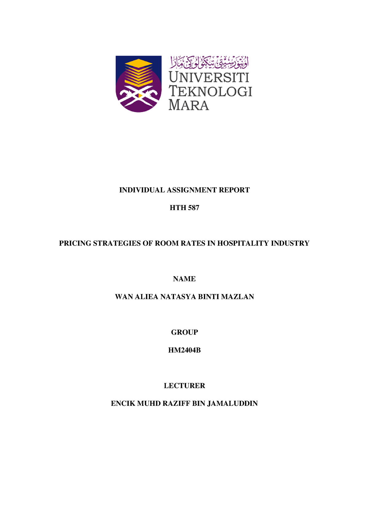 individual assignment hth587