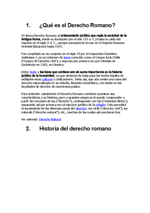 Concepto DE Derecho Romano - 1. CONCEPTO DE DERECHO ROMANO: Es El ...