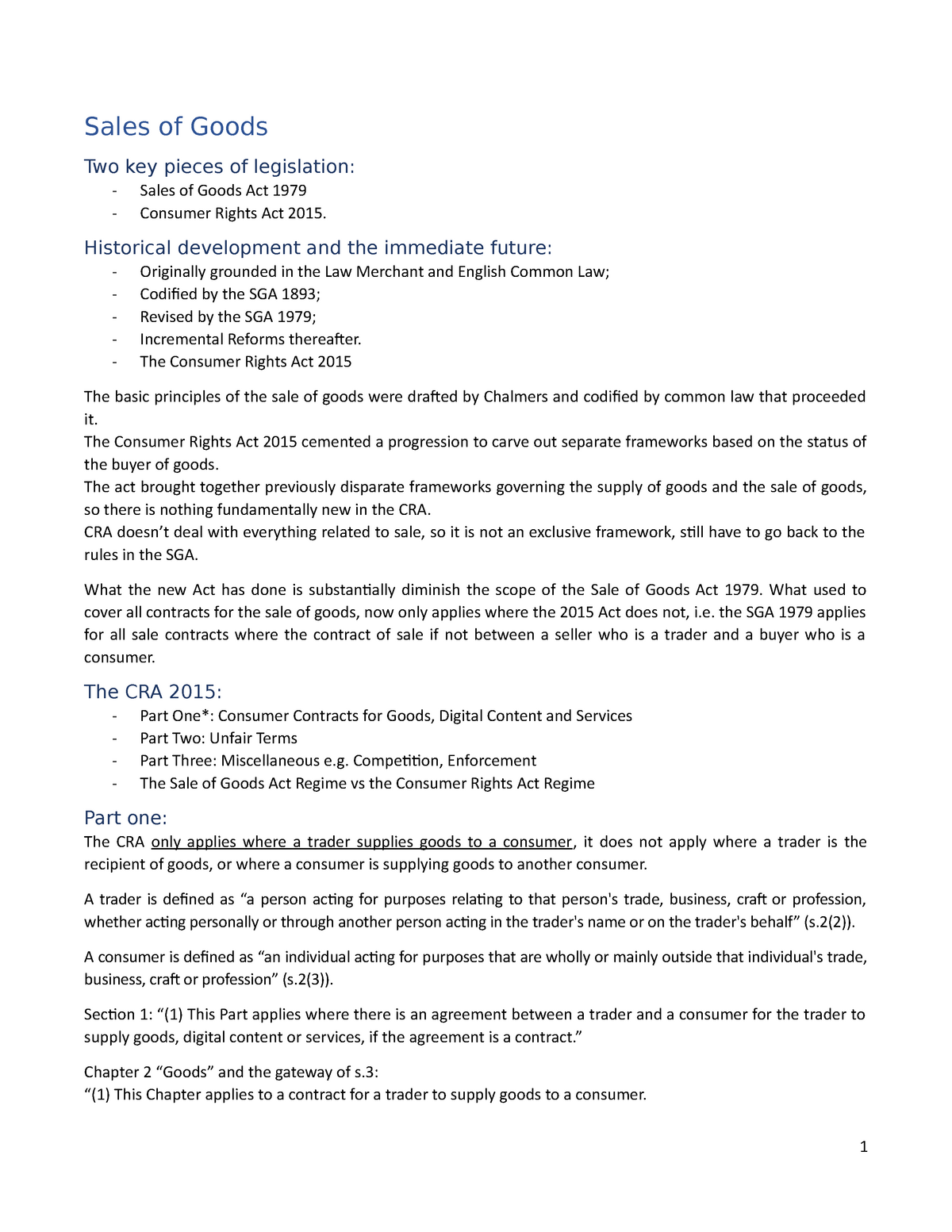 case study on sales of goods act