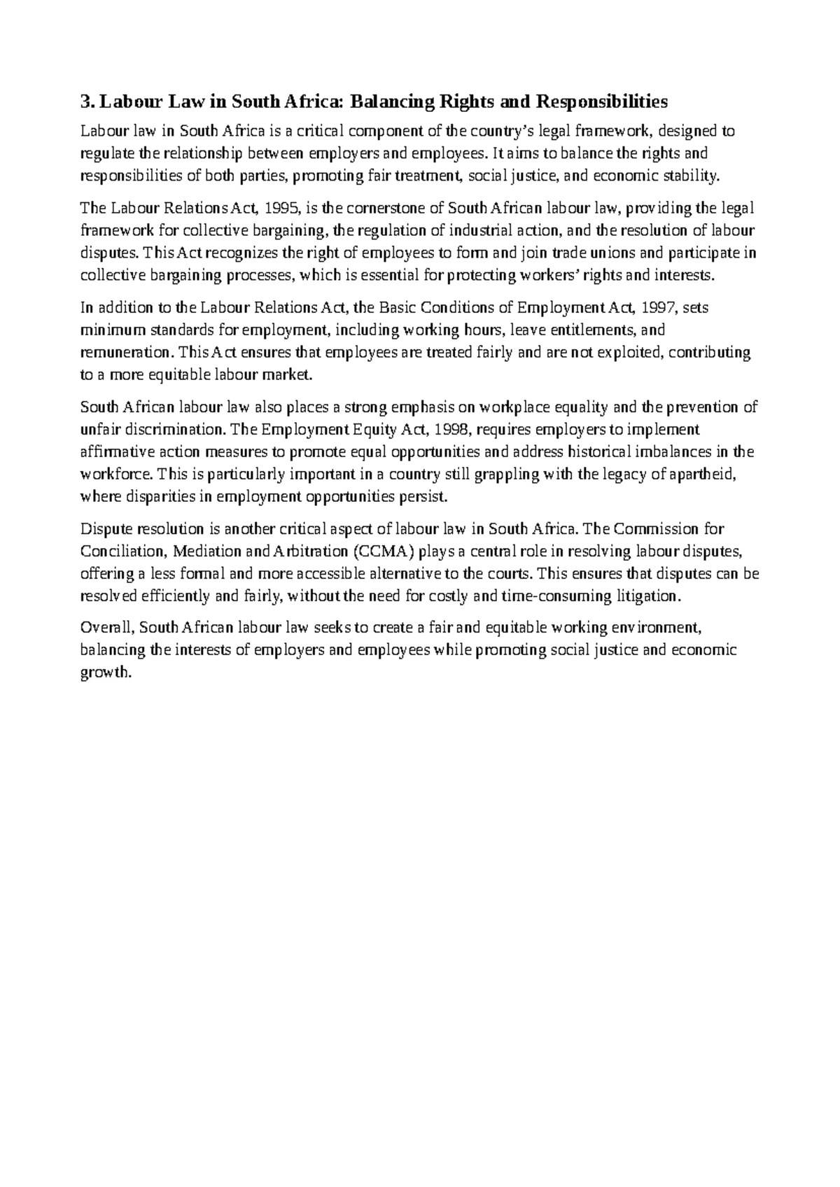 3. Labour Law in South Africa Balancing Rights and Responsibilities 3