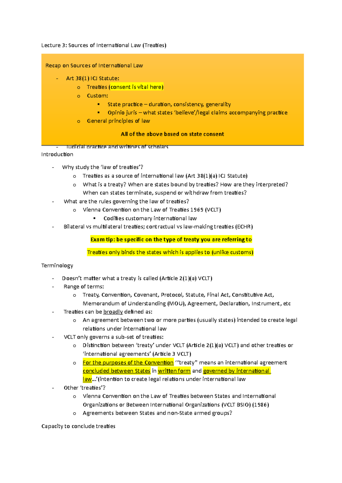 3. Treaties - Lecture 3: Sources of International Law (Treaties ...