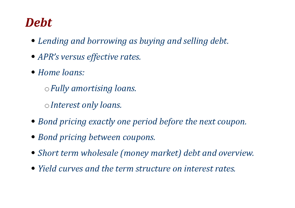 3 debt - notessssssssssssssssssssss - Debt Lending and borrowing as ...