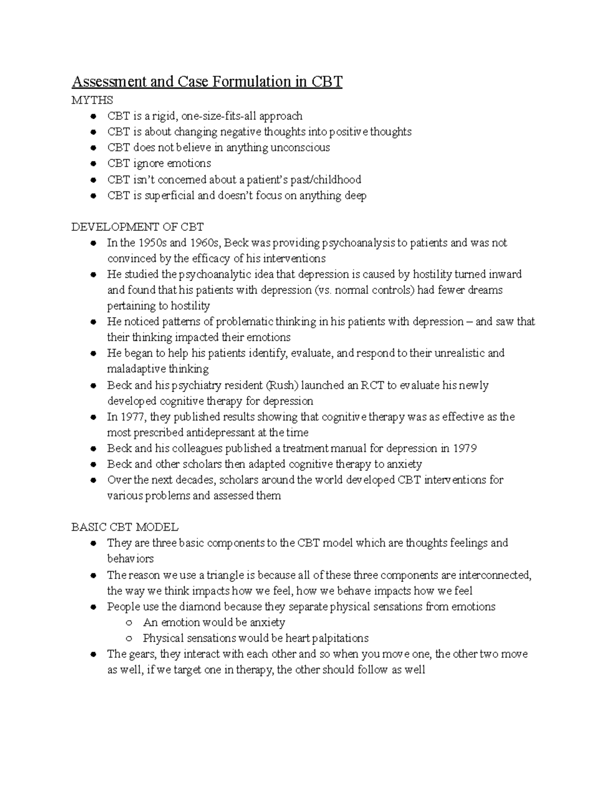 Lecture 9 psyc 408 assessment and case formulation in cbt myths cbt 