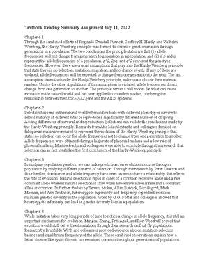 Textbook Summary Assignment - Textbook Reading Summary Assignment July ...