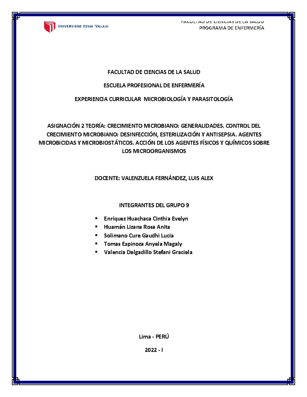 GuÍa De Prácticas 2 Grupo 9 Programa De EnfermerÍa Facultad De Ciencias De La Salud Escuela 7737