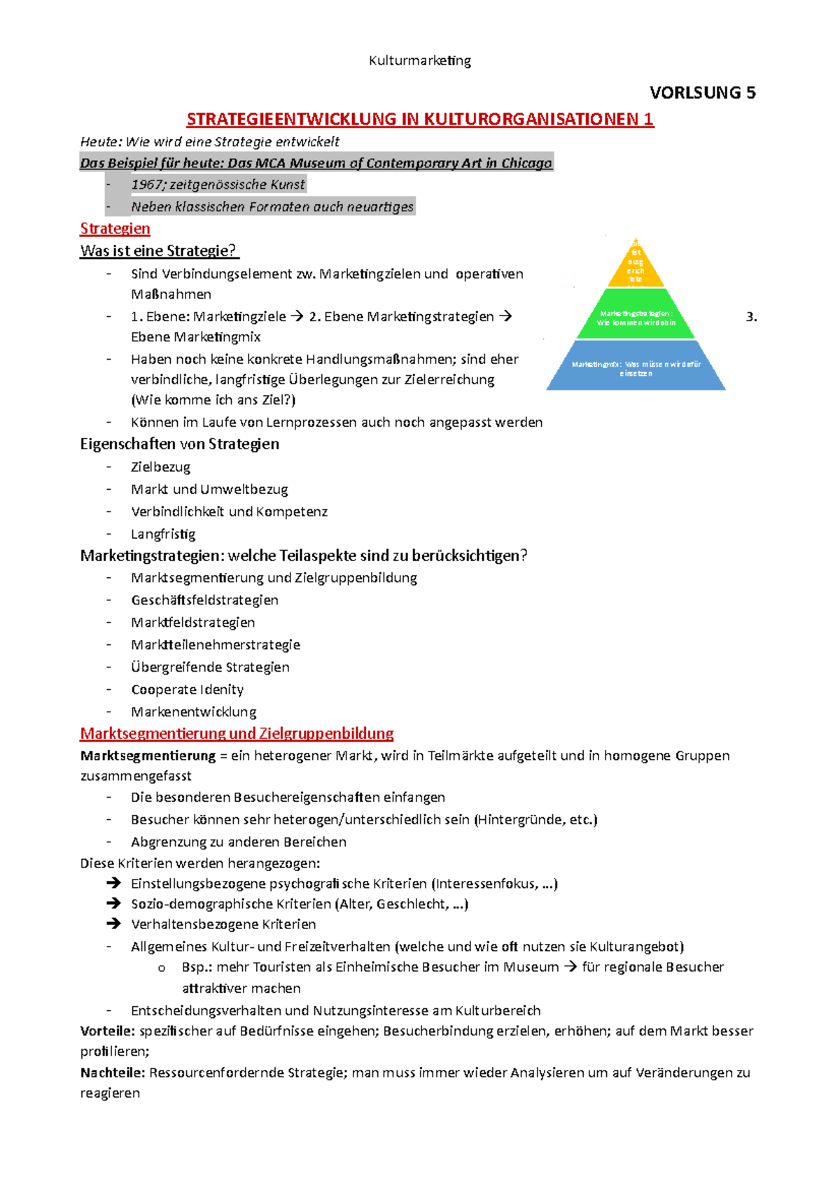 4. Strategieentwicklung 1 - Kulturmarketing VORLSUNG 5 ...