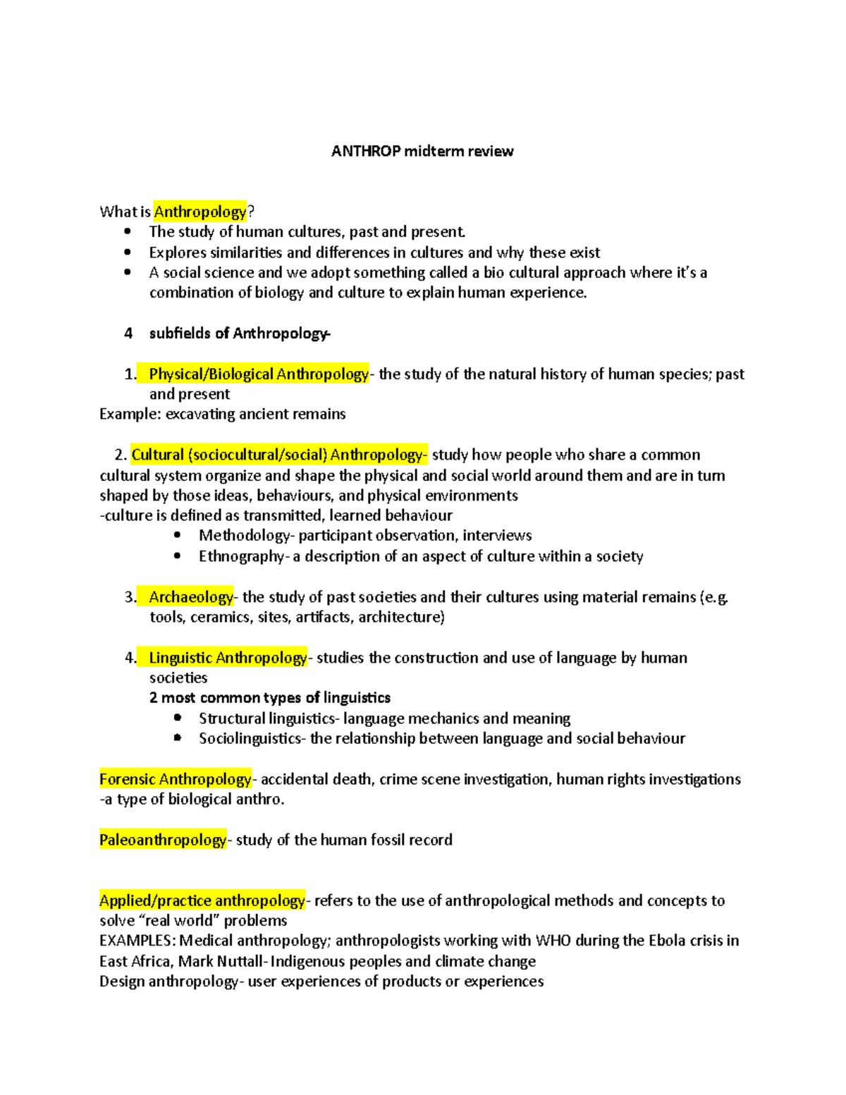 anthropology literature review example