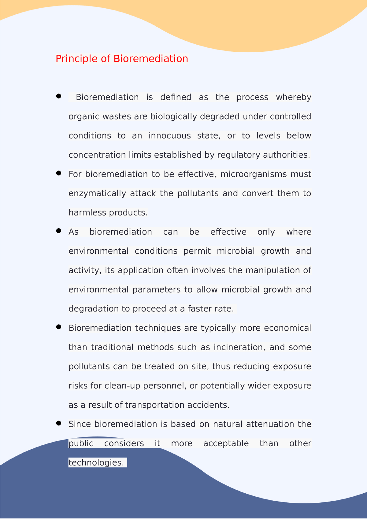 write an essay on two methods of bioremediation