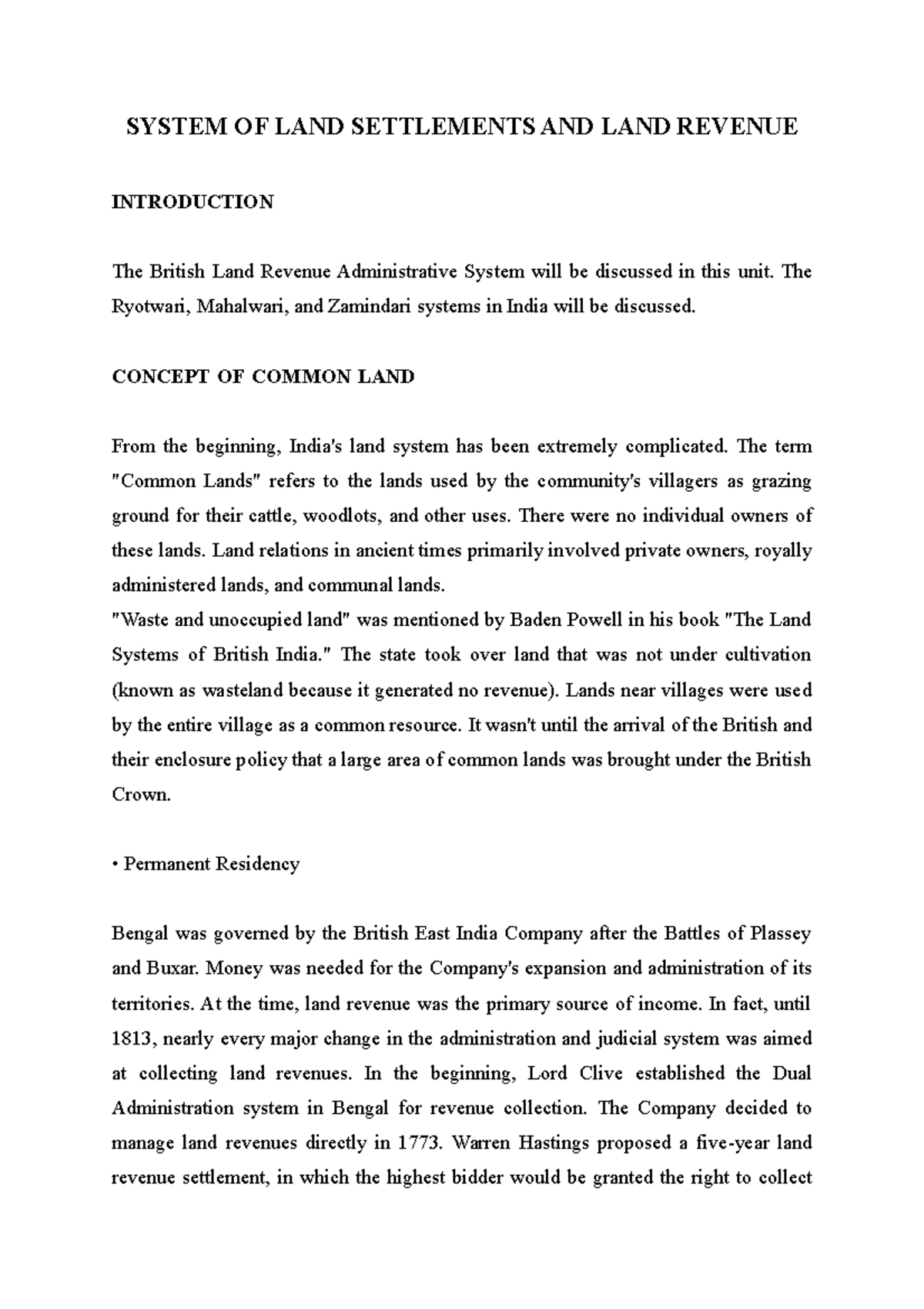 System OF LAND Settlements AND LAND Revenue SYSTEM OF LAND
