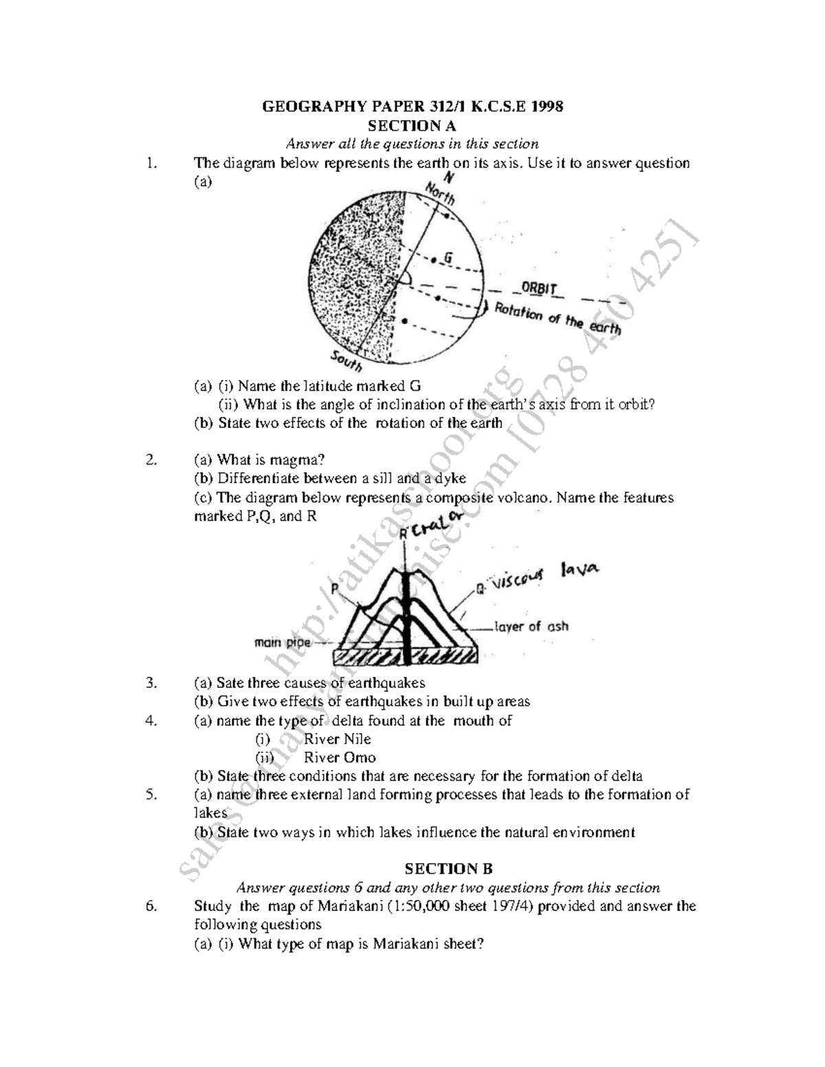 1998qgeography GEOGRAPHY PAPER 312/1 K.C.S 1998 SECTION A Answer all